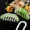 Geiserailie 2 Pieces Jade Combs Massage Stone Hair Comb Guasha Scraping Scalp Comb Facial Massage Tool Multifunctional Handheld Head Tools for Valentine's Day Mother's Day Gift (Elegant Style)