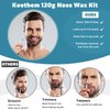 120g Nose Wax Kit, Nose Wax with 40 White Applicators, 20 Mustache Guards, 20pcs Paper CupNose Hair Wax Painless Nose Hair Removal at Least 20 Times Usage, Nose Hair Waxing Kit for Men and Women