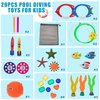JAZGROM 29pcs Swimming Pool Diving Toy with Swim Thru Rings for Kids Ages 4-8 8-12 Including Dive Gems Diving Sticks Storage Bag Summer Water Pool Games