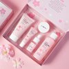 XJBD Travel Skincare Set for Women, After Shower Skin Moisturizing Cleaning & Care Kit for Teens, Vitamin C JAPAN SAKURA Hydration Beauty Kit | Cleanser Toner Serum Eye Cream Face Cream (5PCS)