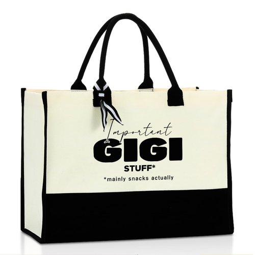Gigi Gifts for Grandma Grandma Gifts Grandmother Gifts Gigi Canvas Tote Bag Beach Bag Reusable Grocery Shopping Bags Mothers Day Birthday Thank You Gifts for Nanny Nana Mimi Granny Grammy Abuela