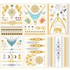 Metallic Gold Henna Temporary Tattoos 80+ Mandala Tattoos Flowers, Mandalas, Elephants Waterproof Nontoxic Long Lasting for Beach, Festivals, & Parties