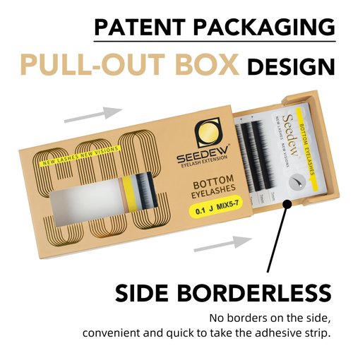 SEEDEW Bottom Lash Extensions, MIX5-7mm J Curl 0.10mm 12 Rows/Tray, Classic Individual Single Natural Soft Lightweight Eyelashes Grafting for Lash Artists, Beauty Salon(Matte Black-0.1-J-MIX5-7mm)