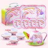 JOYIN Unicorn Tea Set for Toddlers Tea Party Set for Children Kids Pretend Role Play Tin Teapot Set with Cups, Plates and Carrying Case Kitchen Toy for Little Girls Birthday Gifts Age 3 4 5 6