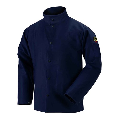 Black Stallion FN9-30C 30" 9oz. Navy FR Cotton Welding Jacket, 4X-Lar