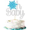 Gyufise 1 Pack Winter Snowflake Oh Baby Birthday Cake Topper Winter Baby Shower Cake Decoration for Wonderland Gender Reveal Baby Boy Girl Party Supply Decoration …