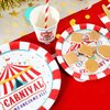 Carnival Party Supplies Decorations, Circus Theme Birthday Paper Plates and Napkins Set with Cups and Straws for 24 Guests, 120 Pcs Disposable Party Dessert Dinnerwares