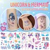 Yobbai Glitter Temporary Tattoo for Kids, Mixed Styles Unicorn Mermaid Tattoo Stickers for Birthday Party Favors Goodie Bags Stuffers Party Fillers, Hand Face Waterproof Fake Tattoos