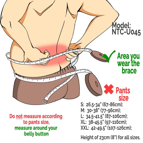 NeoTech Care Back Brace - Breathable & Adjustable Support for Lower Back Pain - Double Pull Compression Straps - Lifting Spine Protection Vest - Black (Size L)