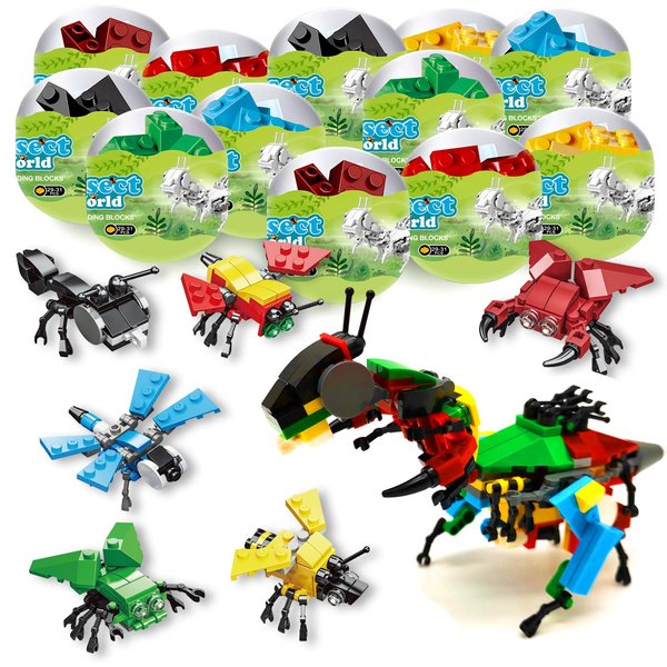 WODMAZ 12Pcs Pre Filled Animals Building Blocks for Kids, Mini Building Blocks Toys for Birthday Gifts, Classroom Prize Toys, Party Favor for Kids, Easter Basket Stuffers