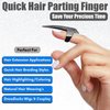 Quick Braid Aid Finger Parting Tool - Stainless Steel Stitch Braiding Tools for Durable Dreadlocks Wig & Installation of Human Hair Extensions Beader Tool (Black Glitter)