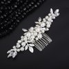 Teyglen Pearl Bride Wedding Hair Comb Silver Leaf Headpiece Bridal Crystal Rhinestone Hair Comb Hair Piece Elegant Hair Accessories for Women Bride Girls