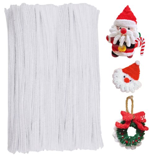 180 Pieces Pipe Cleaners Chenille Stem, Craft Pipe Cleaners, 11.8inch Christmas Pipe Cleaners Chenille Stems for DIY Art Crafts Decorations Supplies (White)