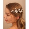 Jumwrit Bridal Flower Hair Comb Rhinestone Pearl Hair Comb Bride Wedding Hair Accessories Hair Pieces for Bridesmaids Women Silver Hair Comb