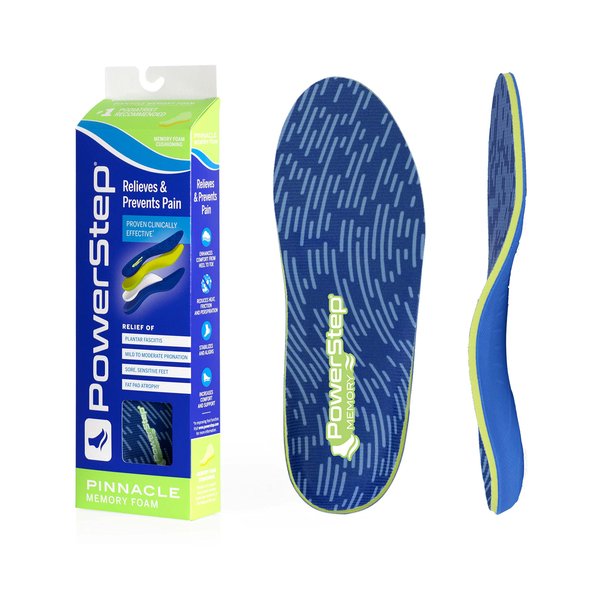 Powerstep Unisex Adult Memory Foam Insoles, Blue/Green, Men's 8-8.5 / Women's 10-10.5