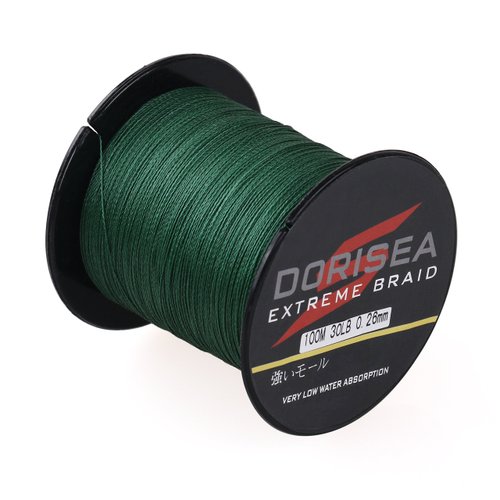 Dorisea Extreme Braid 100% Pe Braided Fishing Line 109Yards-2187Yards 6-300Lb Test Moss Green (1000m/1093Yards 200lb/0.75mm(8Strands))