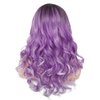 Amnenl Purple Lace Front Wigs Long Ombre Curly Wavy Hair with Dark Roots Hair Wavy Wig Side Part Cosplay Halloween Wigs