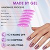 Coconut Pink Chrome Square Press on Nails Short Medium,SXVME Metallic Fake Nails Acrylic Nails Press ons,Mirror Metal Chrome Nails Glue on Nails Medium,Short Coffin Nails False Nails in 24 PCS