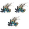 Veemoon 3pcs Butterfly Faux Peacock Feather Hair Clip with Artificial Pearl Rhinestones for Women, Bridal & Wedding Party