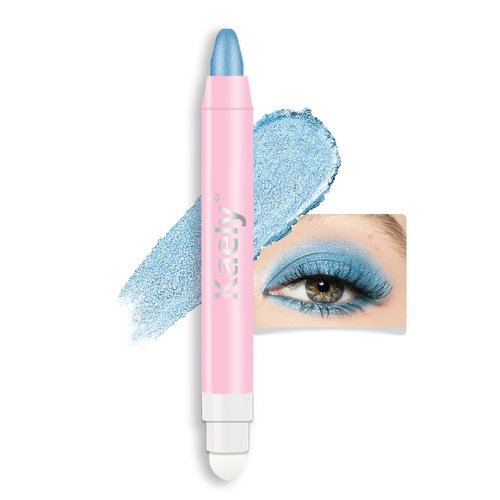 Kaely 2in1 Cream Eye Shadow Brightener Sticks for Eyes, Pencil Eyeshadow Applicator Stick Waterproof Pigmented, Eye Shadow Palette Highlighter Makeup, sombras para ojos, 10 Sky Blue