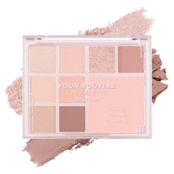 MERZY Your Routine Eye Shadow Palette | Matte, Shimmer, Glitter, Pearls, Highly Pigments, Long-Wearing | 03 Rosy Closet