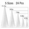 24-Pack Craft Foam Cones, Foam Tree Cones, Assorted Sizes White Polystyrene Cones Shaped Foam (4.6.8.10.12in), for Arts and Crafts, Christmas Tree, School, Wedding, Birthday, DIY Home Craft Project