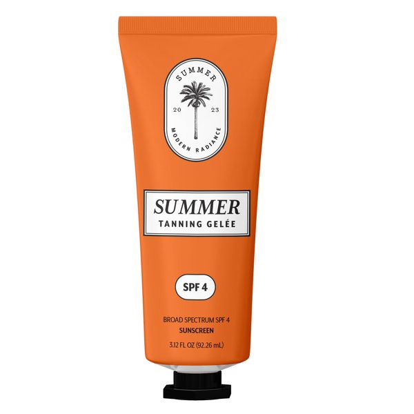 Summer Gelée Tanning Lotion Gel Outdoor, USA MADE, SPF 4, Hydrating Tanning Gel, Moisturizing Tanning Oil, Quick Absorb, Faster Darker Tan Accelerator, Broad Spectrum, Sun UVA/UVB Protection, 3.12 OZ