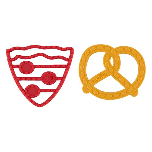 Cudlie 2-Pack Food Grade Silicone Teether - BPA Free, Fun Food Shapes for Soothing Baby's Sore Gums