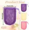 3 Pack Bar Soap Scrubber Pouch, Exfoliating Soap Saver Pouch with Drawstring Closure, 3 Colors Bar Soap Scrubber, Soap Saver Pouch for Washing Body, Hangable Bar Soap Pouch for Bath Shower