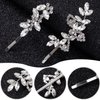 Isslly 4PCS Silver Rhinestones Hair Clips, Bridal Crystal Hair Pins, 2 Styles French Hairpins Alloy Leaf Shape Barrettes for Women, Girls for Wedding, Parties (2 Pairs)