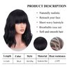 AneShe Short Wavy Black Bob Wig with Bangs Natural Black Curly Wigs for Women Shoulder Length Wig Heat Resistant Synthetic Fiber Wig for Party Daily Use