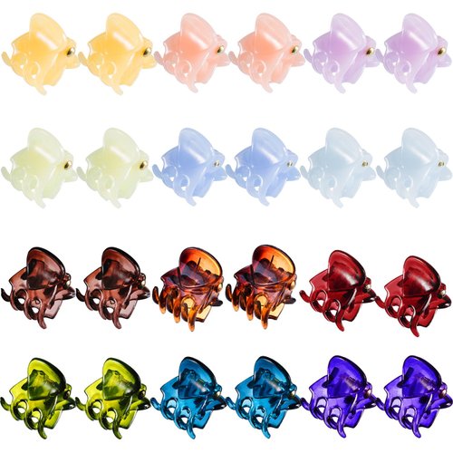 HOTOP 24 Pcs Small Mini Hair Clips Tiny Hair Claw Clips, Small Hair Clamps Non Slip Tiny Plastic Jaw Clips for Girls and Women(Bright)