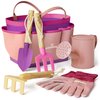 Kinderific Gardening Set, Tool Kit, for Kids, STEM, Includes Tote Bag, Spade, Watering Can, Rake, Fork, Trowel and Gloves (Pink)