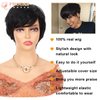 PHOCAS Short Human Hair Pixie Cut Wigs with Bangs for Women Short Black Wavy Wigs Layered Natural Fashion Short Human Hair Wigs