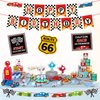 Race Car Birthday Party Decoration Set Race Car Party Signs Racing Birthday Banner Checkered Flags Balloons for Boys Let's go Racing Party Supplies