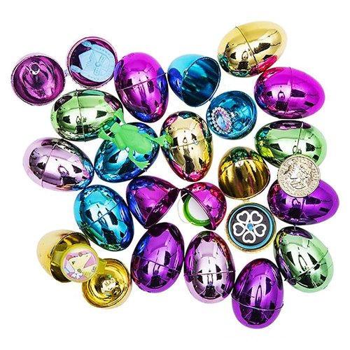 The Dreidel Company Prefilled Easter Eggs (10-Pack) with Assorted Toys - Colorful Bright Plastic Easter Eggs, Perfect for Easter Egg Hunt, Surprise Egg, Easter Hunt, 2" Assorted Toys