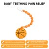 Baby Food Grade Silicone Sport Ball Teether Toy with One Piece Design Pacifier Clip Holder,Teething Pain Relief Toys Gift Set for 3 Months+ Boys and Girls,Freezer Safe,BPA Free. (Basketball)