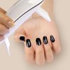 Wekcekcek Semi Cured Gel Nail Strips, 20pcs Gel Nail Polish Stickers, Pure Black Gel Nail Stickers - Work with Any UV Lamp, Long Lasting Full Nail Wraps with Nail File and Stick