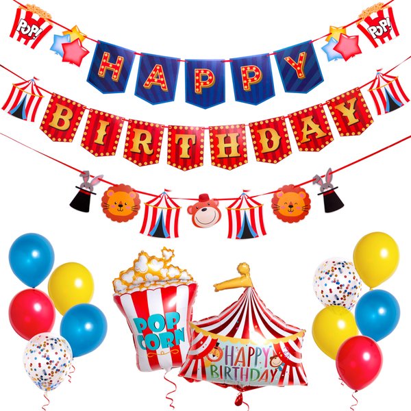 Pirese Carnival Theme Party Decorations, Circus Party Decorations, Carnival Birthday Party Decorations, Circus Birthday Party Supplies | Carnival Banner | Circus Banner | Carnival Balloons Decor