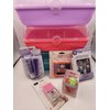 NB Plastic Makeup Case Little Girl Filled with Makeup Eye Shadow Lip Gloss Sparkly Nail Polish Strawberry Beauty Blender Fake Nails Assorted Colors and Items