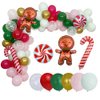 Christmas Balloon Garland Arch Kit Christmas Party Decorations Red Green Pink Balloons Arch with Gingerbread Man Cane Candy Foil Balloon for Kids Xmas New Year Birthday Party Decoration
