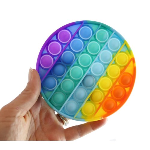 Rainbow Tie Die Basic Shapes Bubble Pop Game - Silicone Push Poke Bubble Wrap Fidget Toy - Press Bubbles to Pop Down Then Flip it over and Do it Again - Sensory Stress Toy OT (1 RANDOM SHAPE)