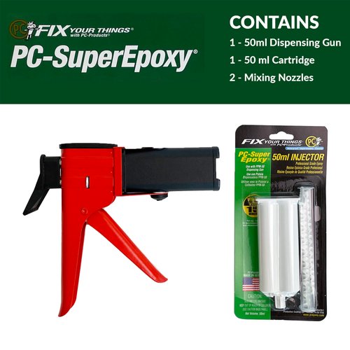 PC Products PC-Super Epoxy Adhesive Paste Kit, Two-Part with 50ml Cartridge and PPM-50 Dispensing Gun, Translucent 588