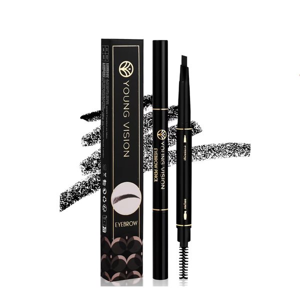 AMAKO Automatic Twin Eyebrow Pencil Waterproof Smudge-proof Triangle Eyebrow Pencil Duo with Brush (Pack of 1, 05#Dark brown)