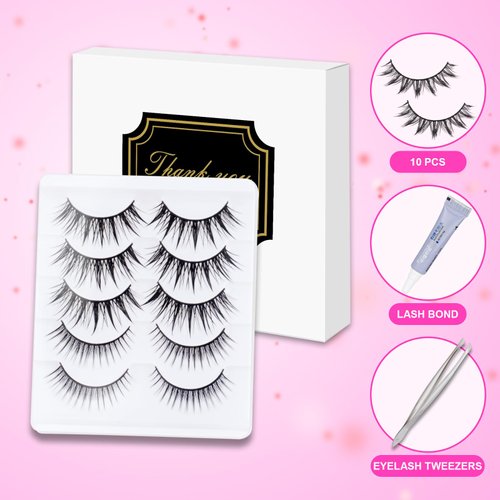 False Eyelashes Looks So Natural Wispy Lashes Includes 5 Pairs Of Lashes Reusable Strip Lashes Easy to Apply Glue On