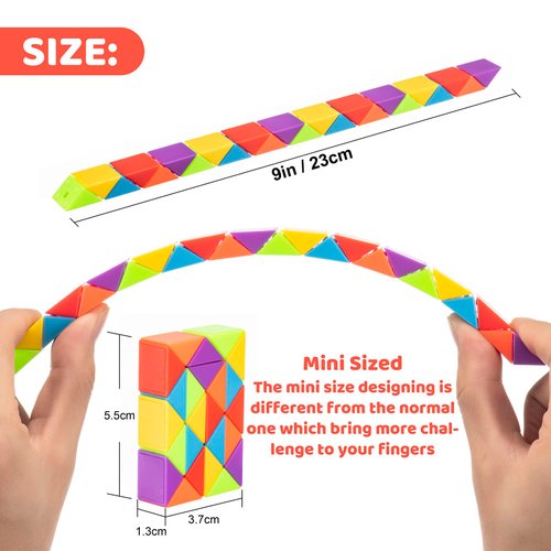 Aubrogo 36pcs Boy Party Favors - Fidgets Snake Cube Puzzles Toy for Goodie Bags, Bulk Toys, Classroom Prizes Birthday Valentines Gift School Easter Eggs Fillers Stuffers Rainbow Party Toys for Boy