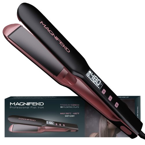 Magnifeko - Ceramic Hair Straightener - Flat Iron Hair Straightener – Hair Iron Straightener - plancha de Cabello Professional (Black)