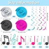 25 Pieces Musical Note Hanging Swirl Music Foil Whirl Theme Party Decoration Cutout Spiral for Wedding Baby Shower Birthday Party Supplies (Black, White, Blue, Pink)