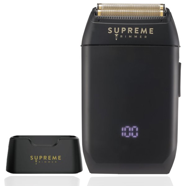 Supreme Trimmer Crunch Mens Foil Shaver STF602 | 150 Minute Run Time Men's Electric Razor | Waterproof Shaver for Short Hair or Stubble, Barber Use | Black