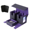 Venssu MTG Deck Box With two Display Windows,Card Deck Box fits 200 Double Sleeved Cards,Commander Deck Box With Dice Tray (Black and Purple)